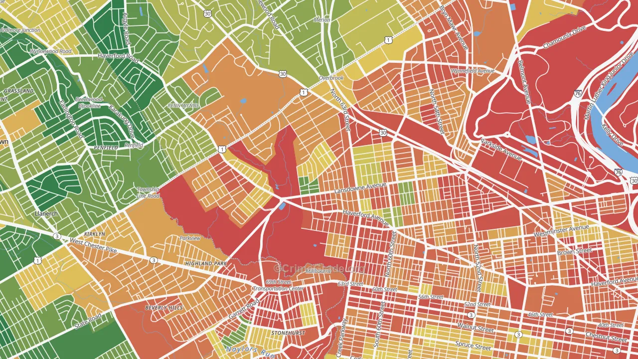 19151, PA Map of Theft Rates