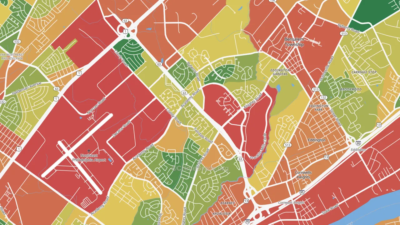 19154, PA Map of Theft Rates