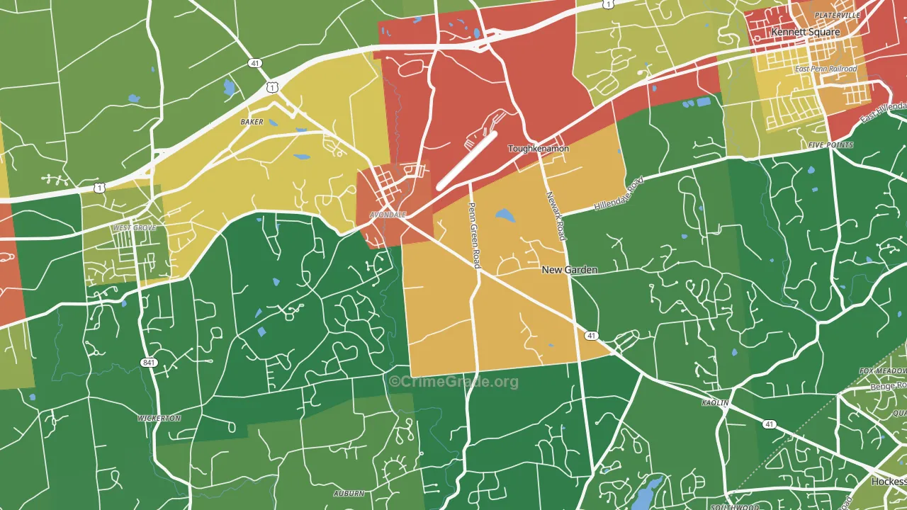 19311, PA Map of Theft Rates
