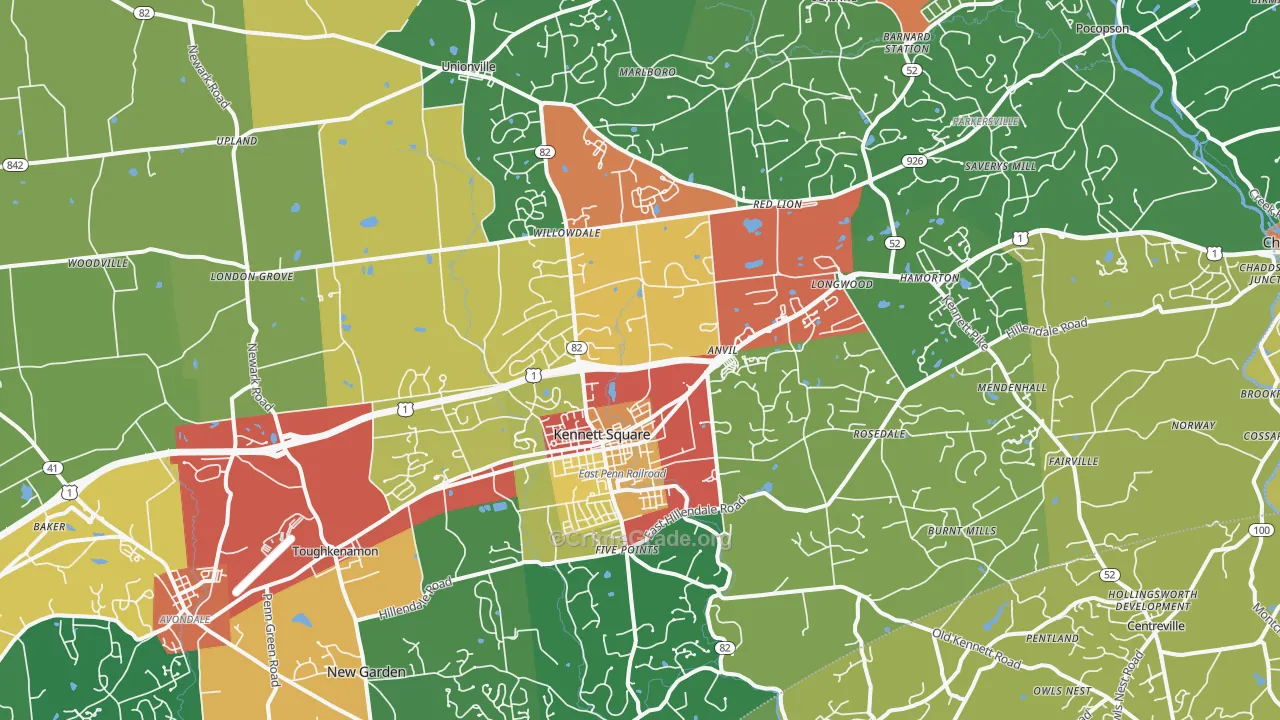 19348, PA Map of Theft Rates