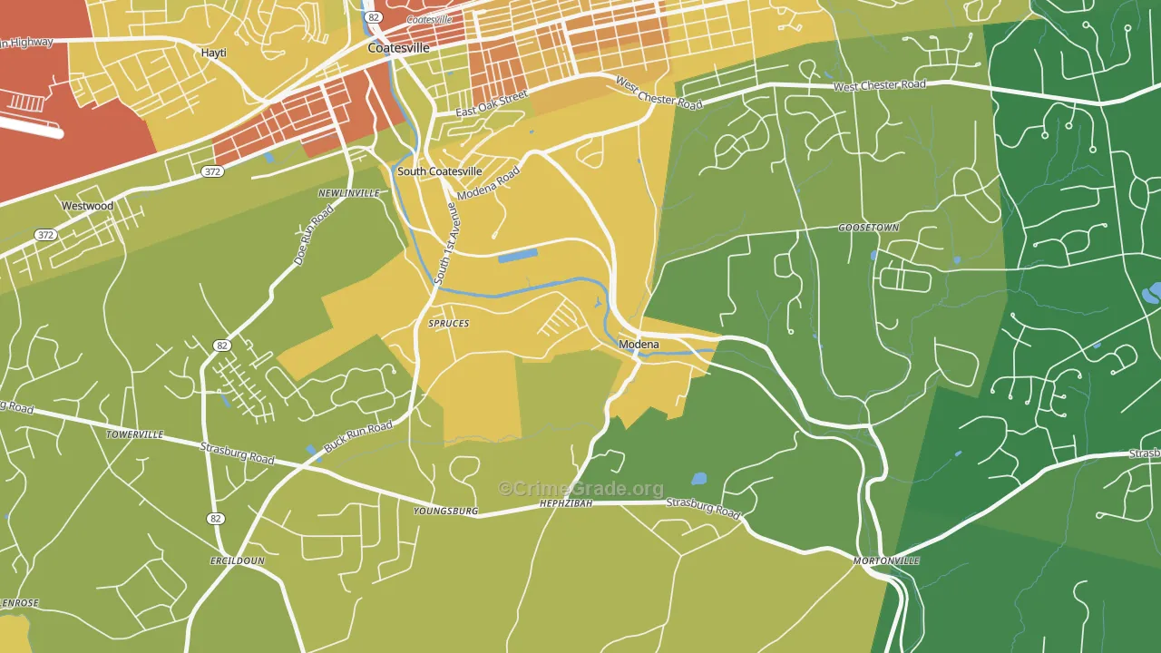 19358, PA Map of Theft Rates