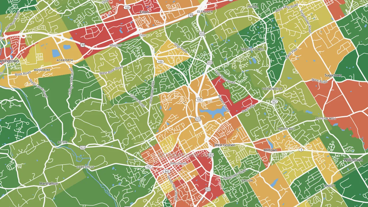 19380, PA Map of Theft Rates