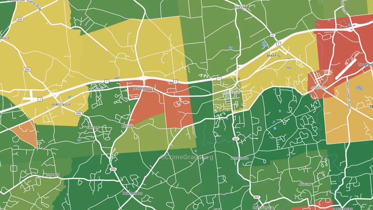 19390, PA Map of Theft Rates