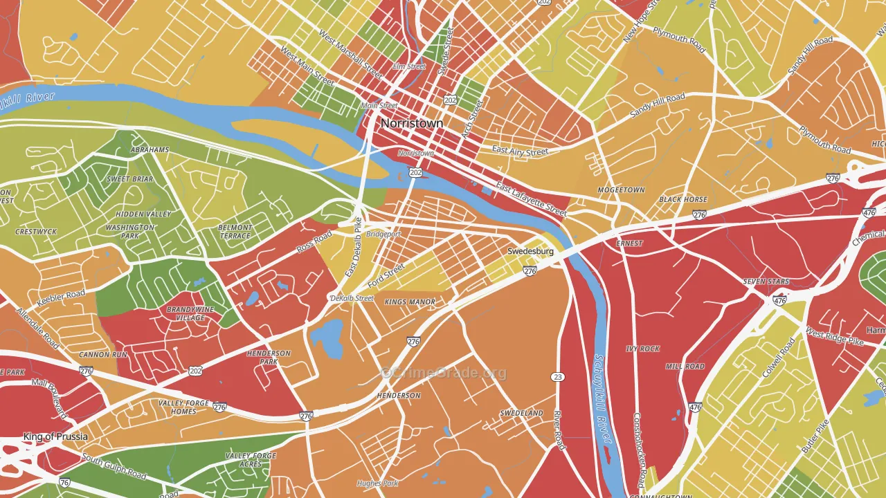 19405, PA Map of Theft Rates