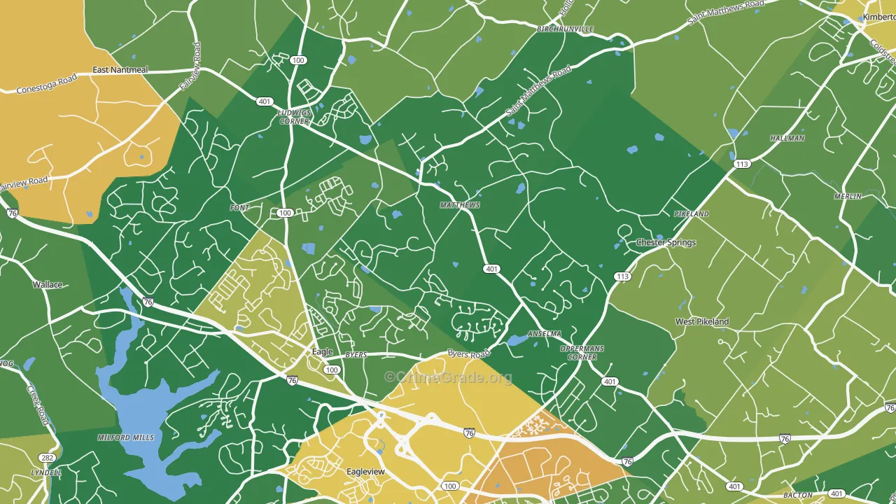 19425, PA Map of Theft Rates