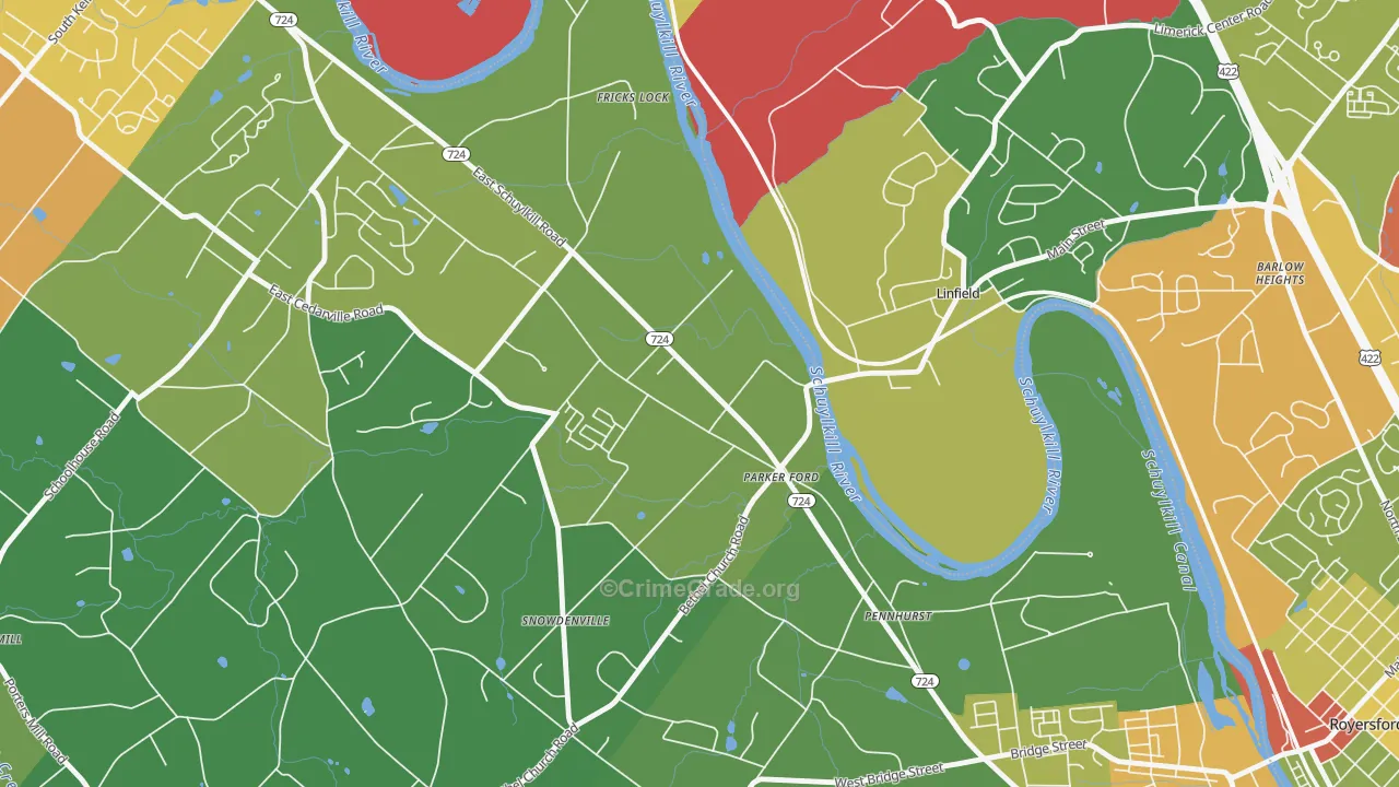 19457, PA Map of Theft Rates