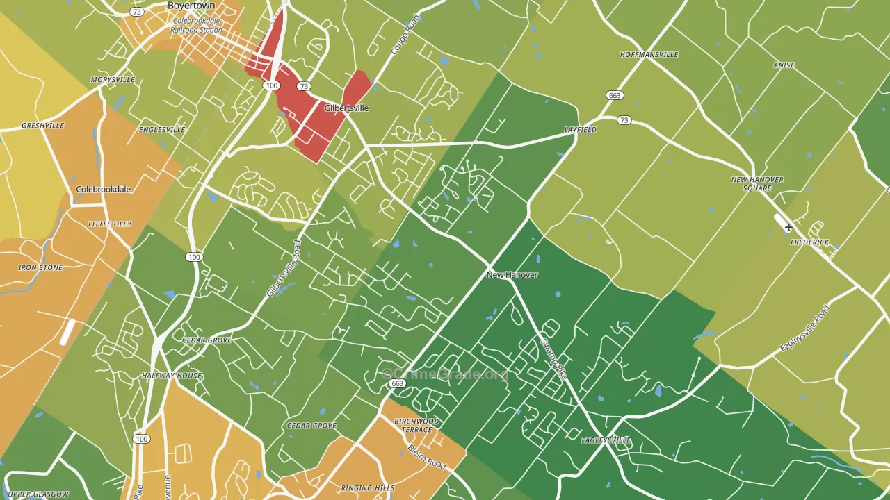 19525, PA Map of Theft Rates