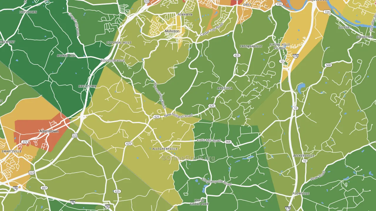 19540, PA Map of Theft Rates