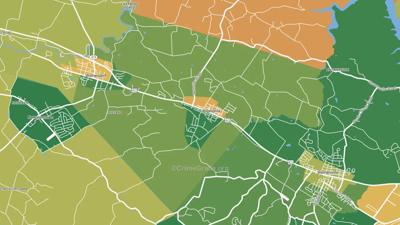 19551, PA Map of Theft Rates