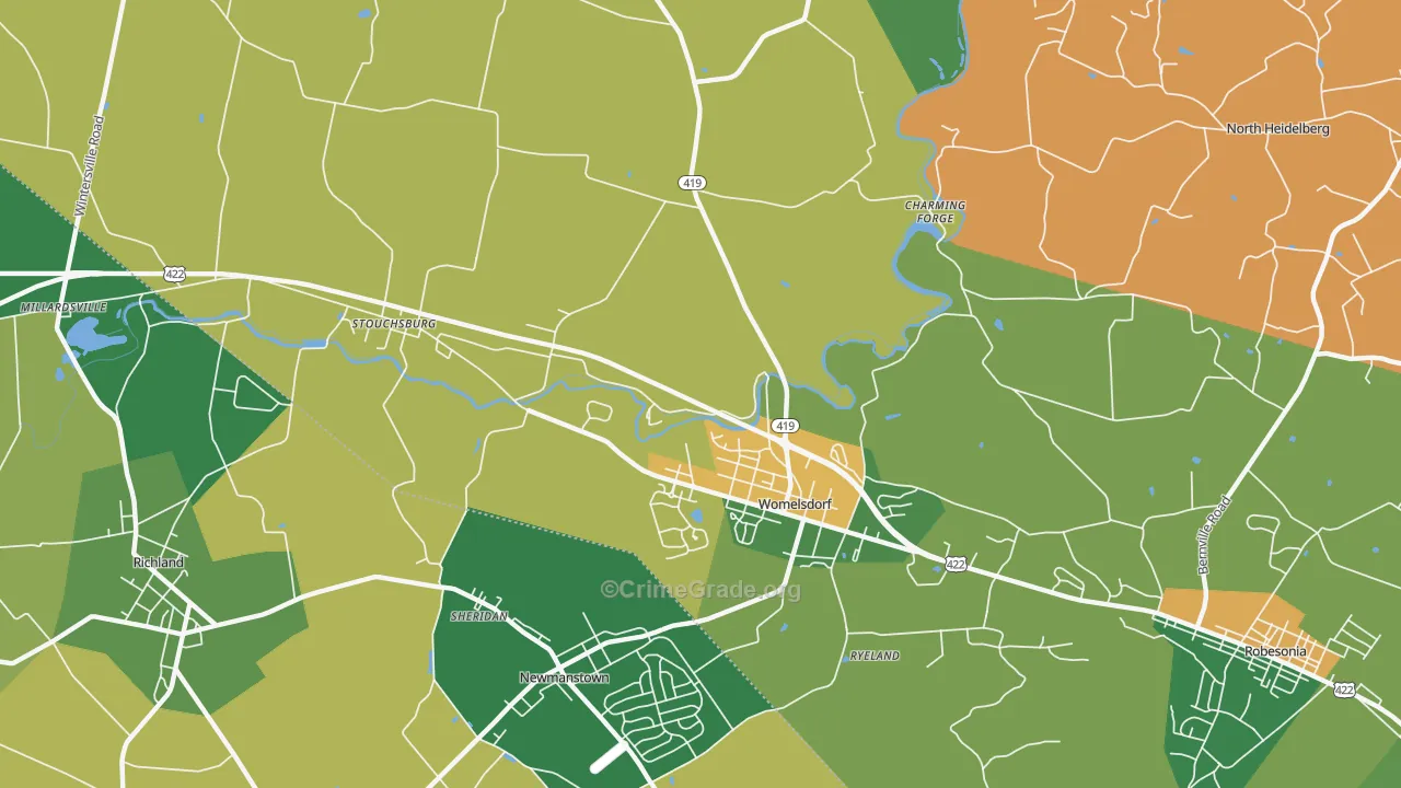 19567, PA Map of Theft Rates