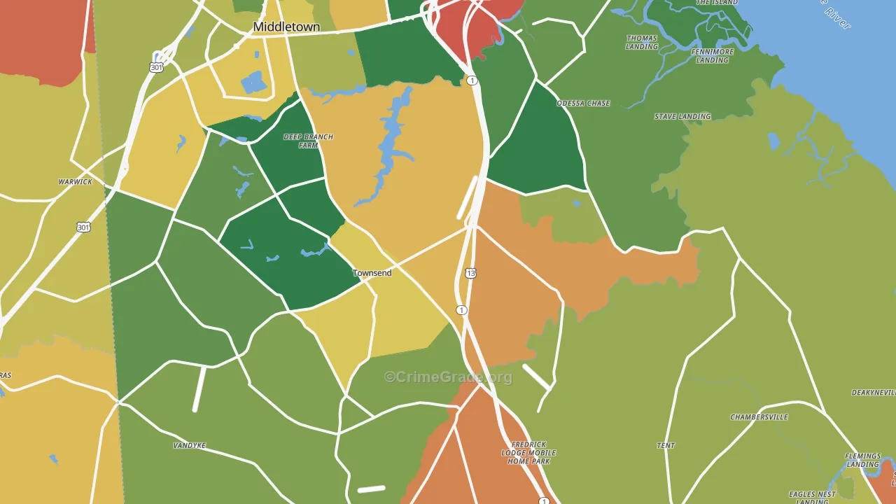 19734, DE Map of Theft Rates