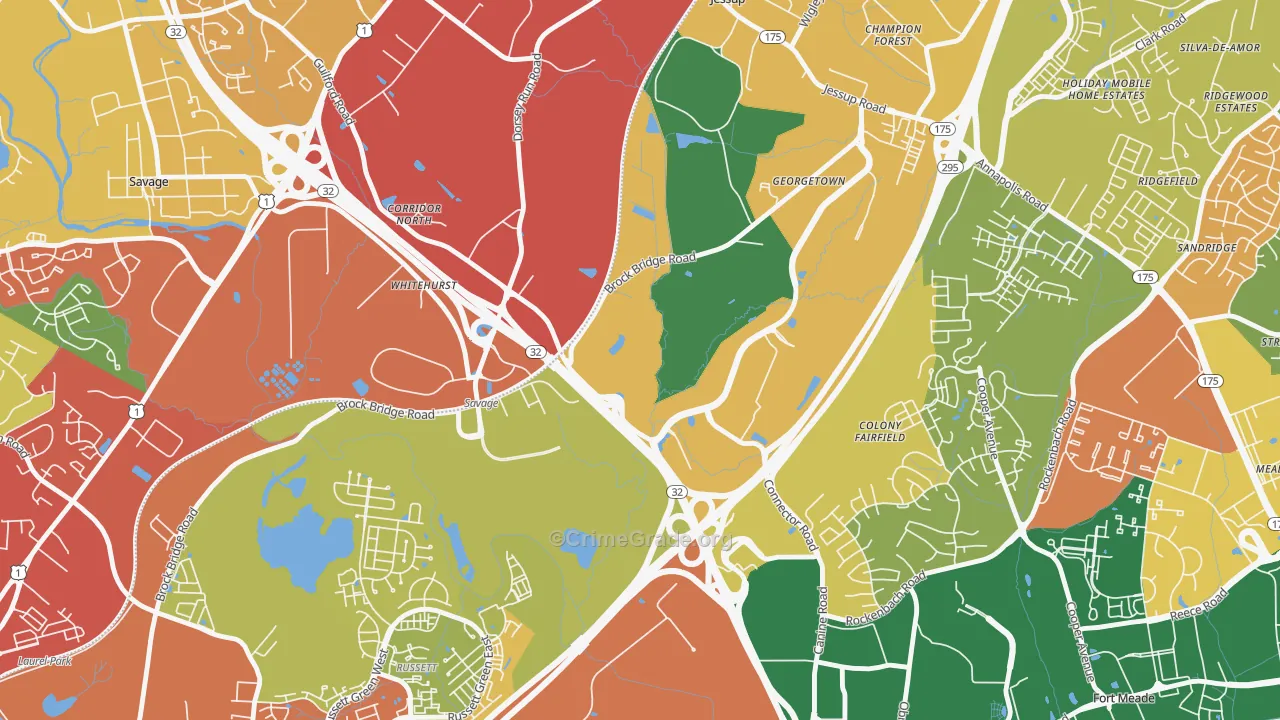 20701, MD Map of Theft Rates