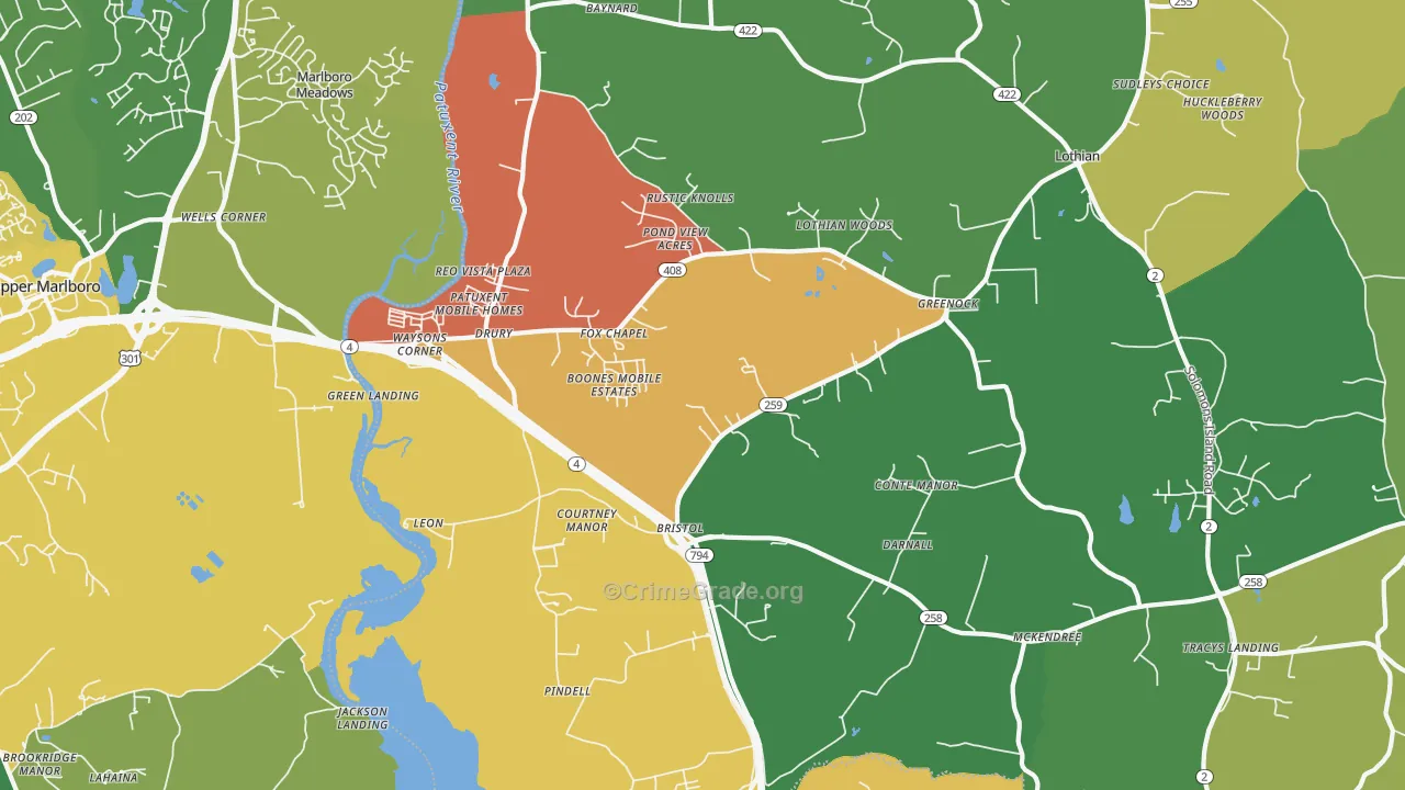 20711, MD Map of Theft Rates