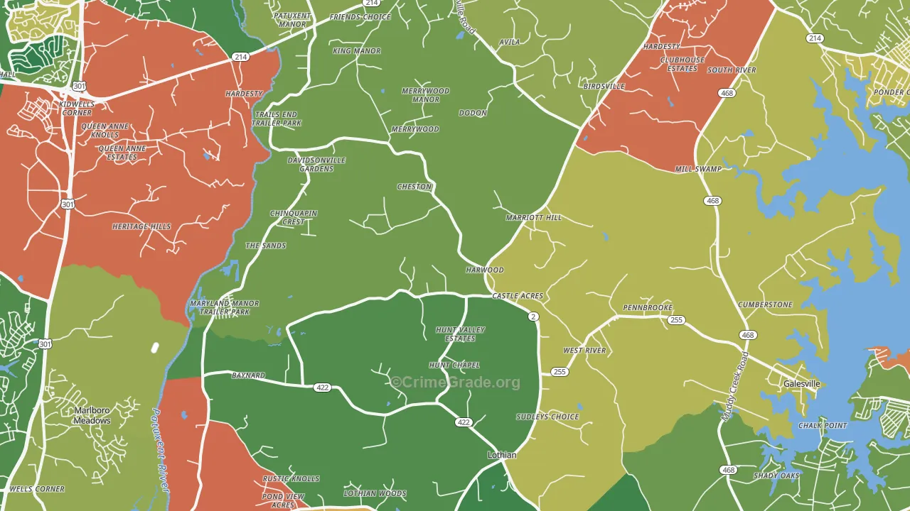 20776, MD Map of Theft Rates