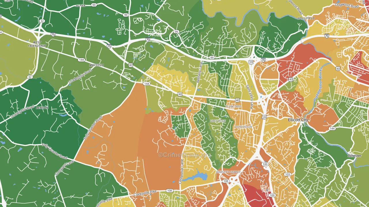 21042, MD Map of Theft Rates