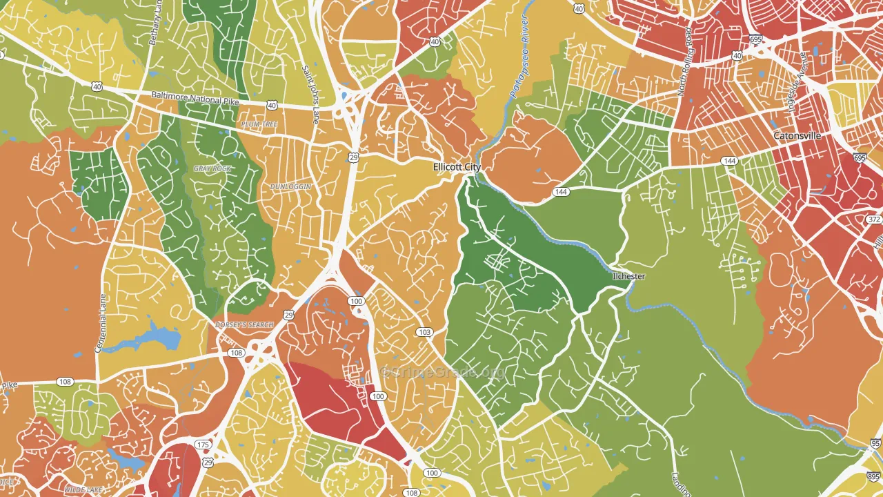 21043, MD Map of Theft Rates