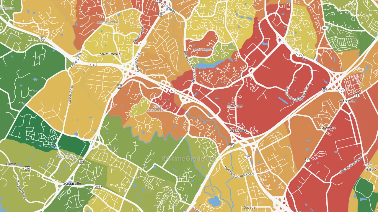 21046, MD Map of Theft Rates