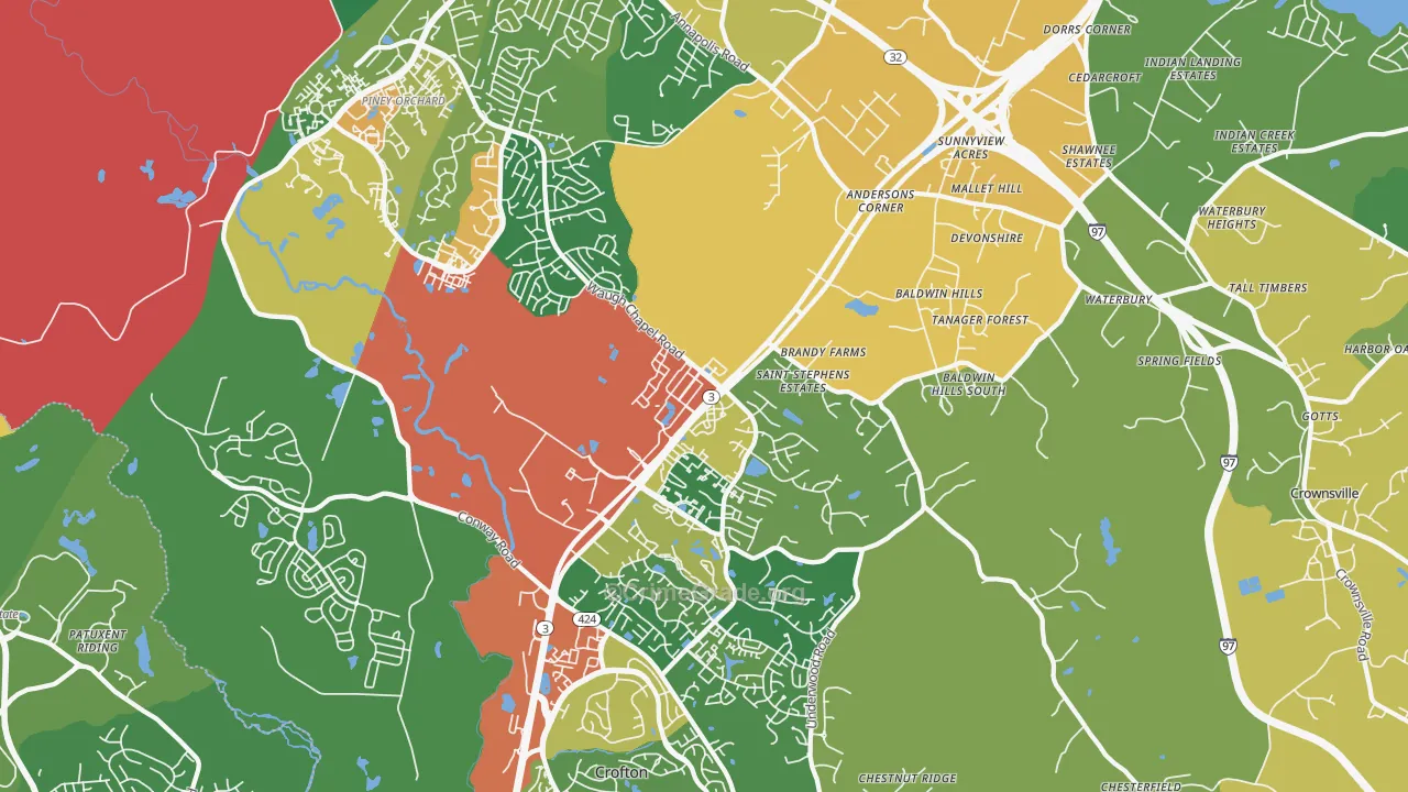 21054, MD Map of Theft Rates