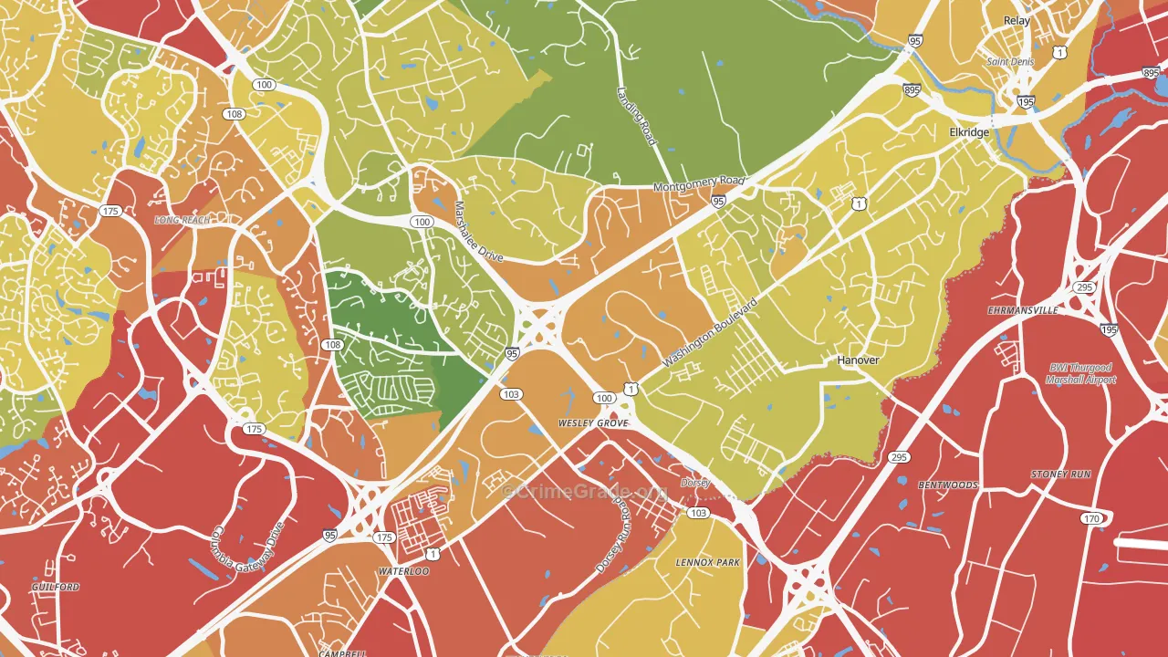 21075, MD Map of Theft Rates