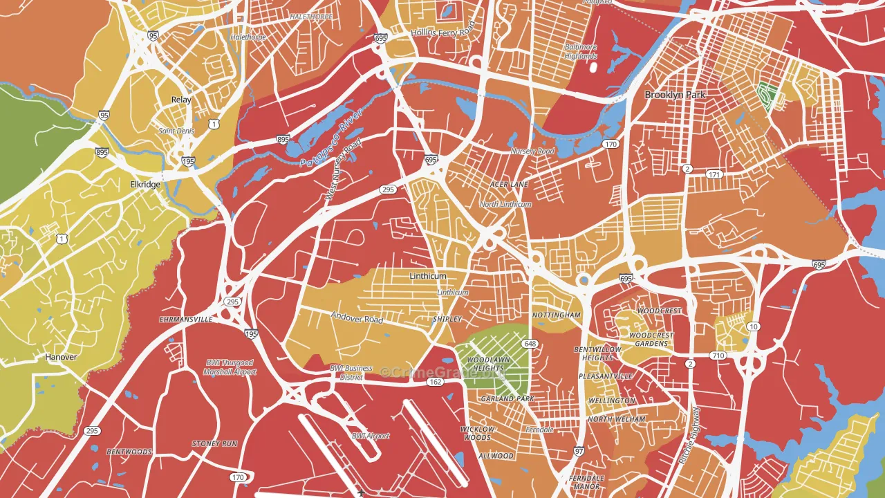 21090, MD Map of Theft Rates