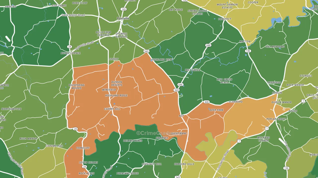 21154, MD Map of Theft Rates
