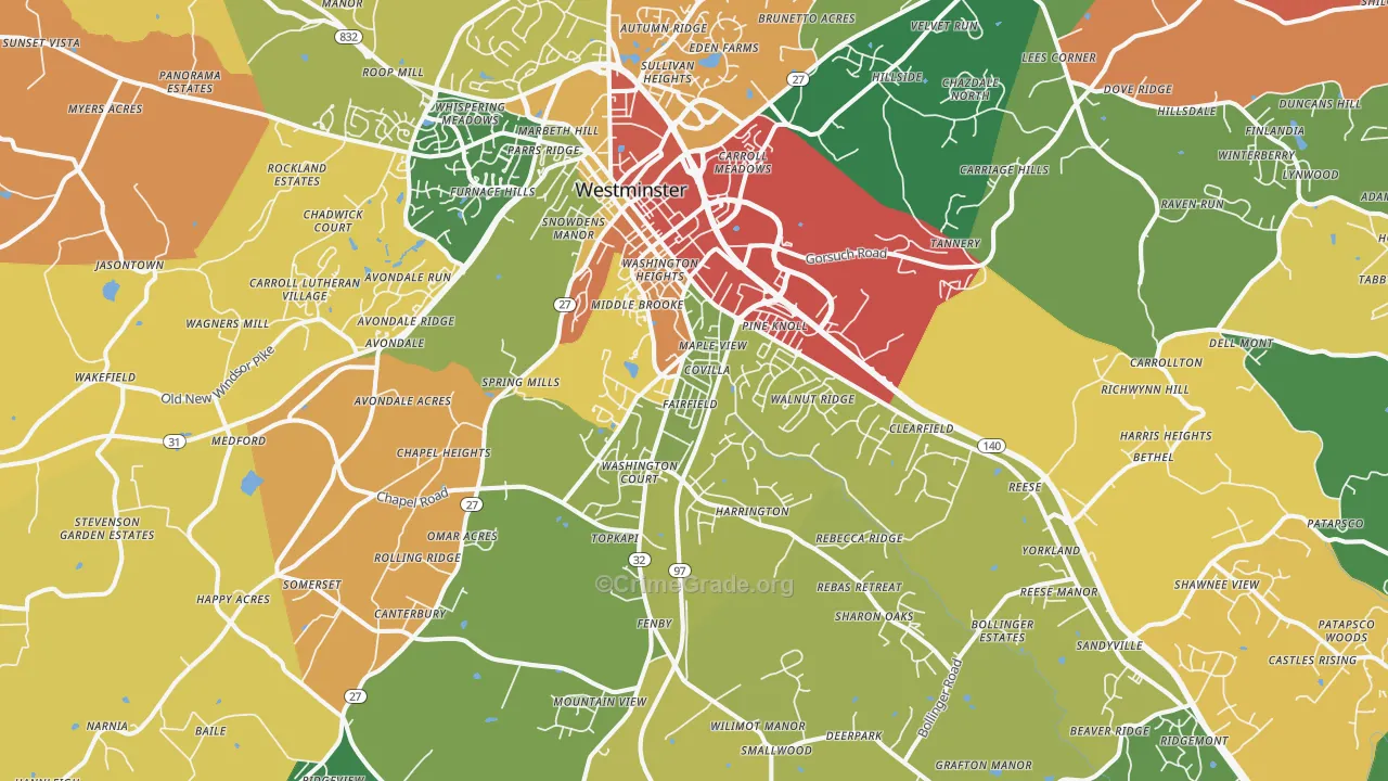 21157, MD Map of Theft Rates