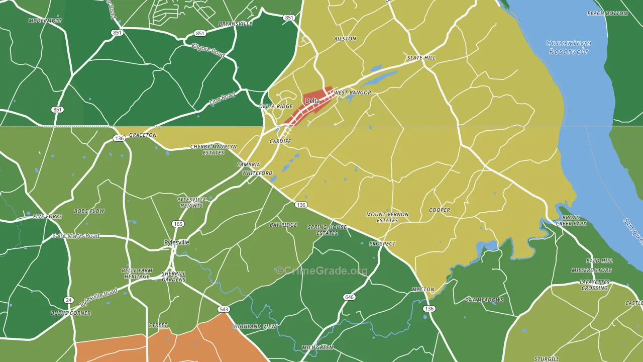 21160, MD Map of Theft Rates