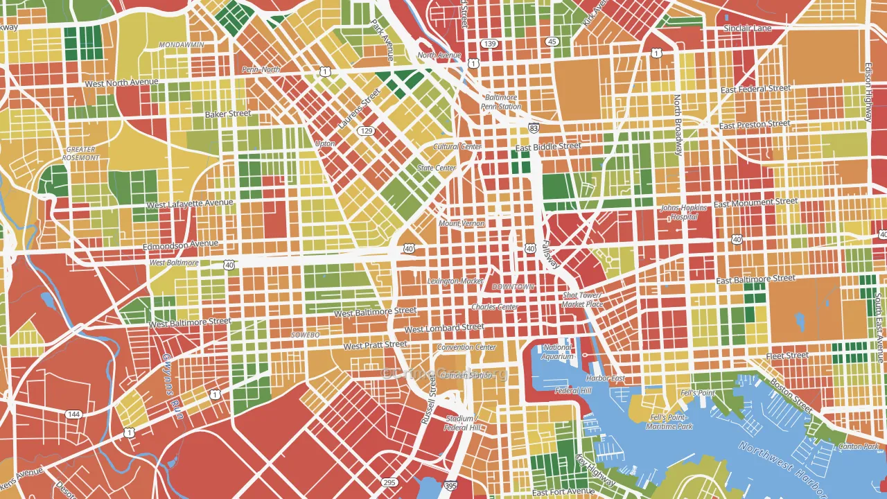 21201, MD Map of Theft Rates