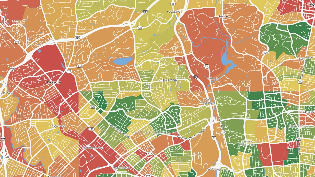 21209, MD Map of Theft Rates