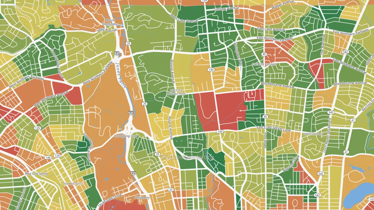 21210, MD Map of Theft Rates