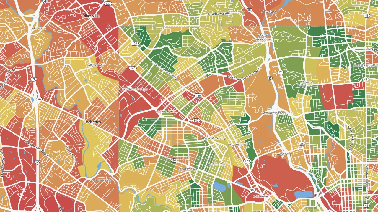 21215, MD Map of Theft Rates