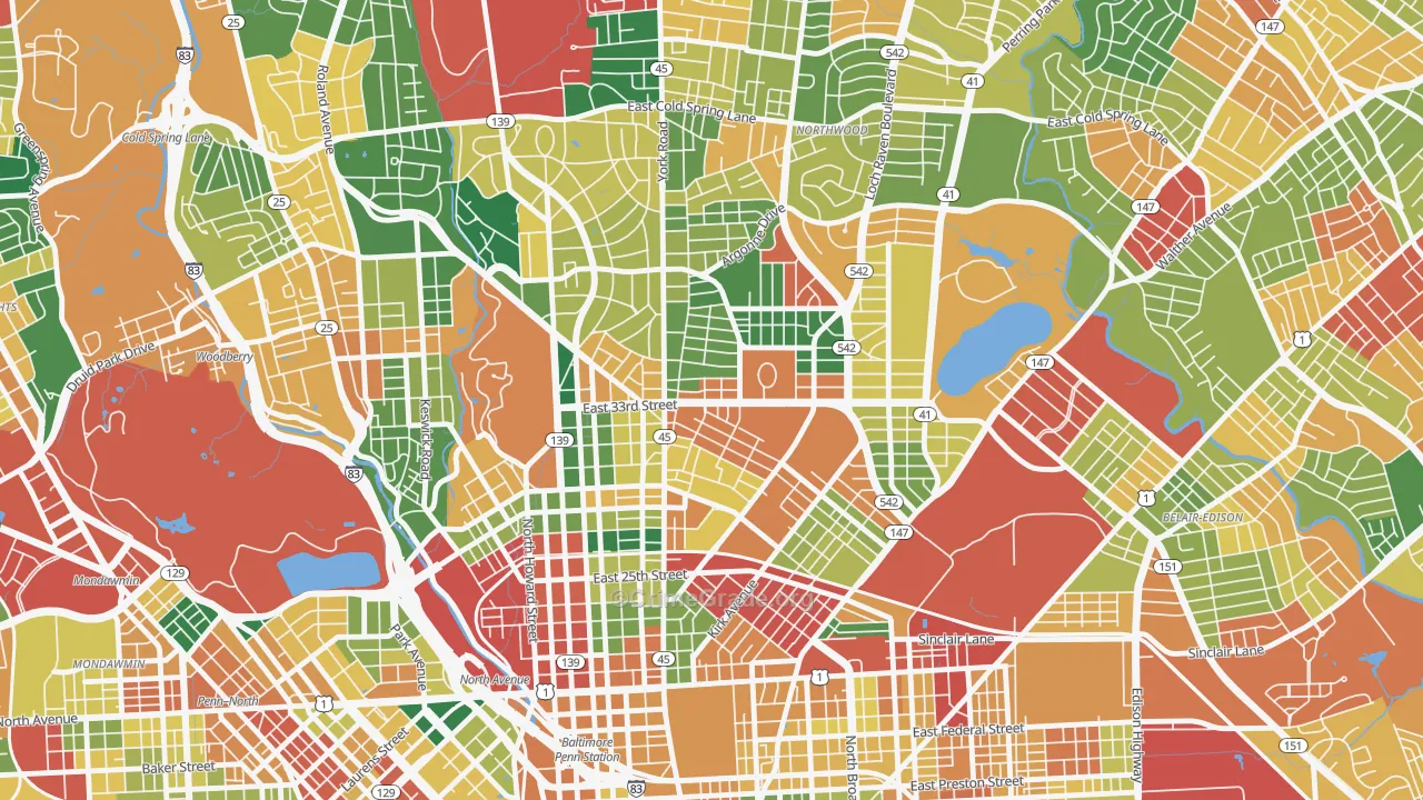 21218, MD Map of Theft Rates