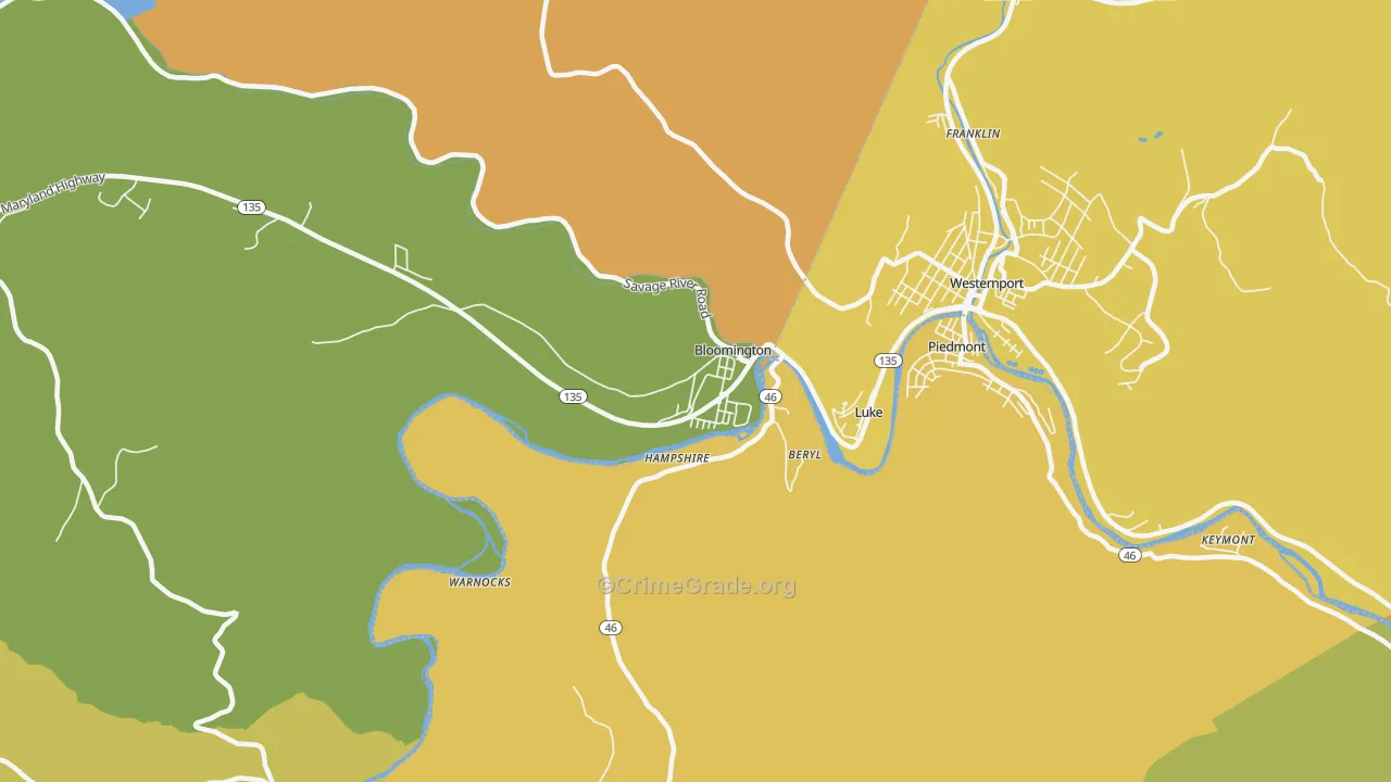 21523, MD Map of Theft Rates
