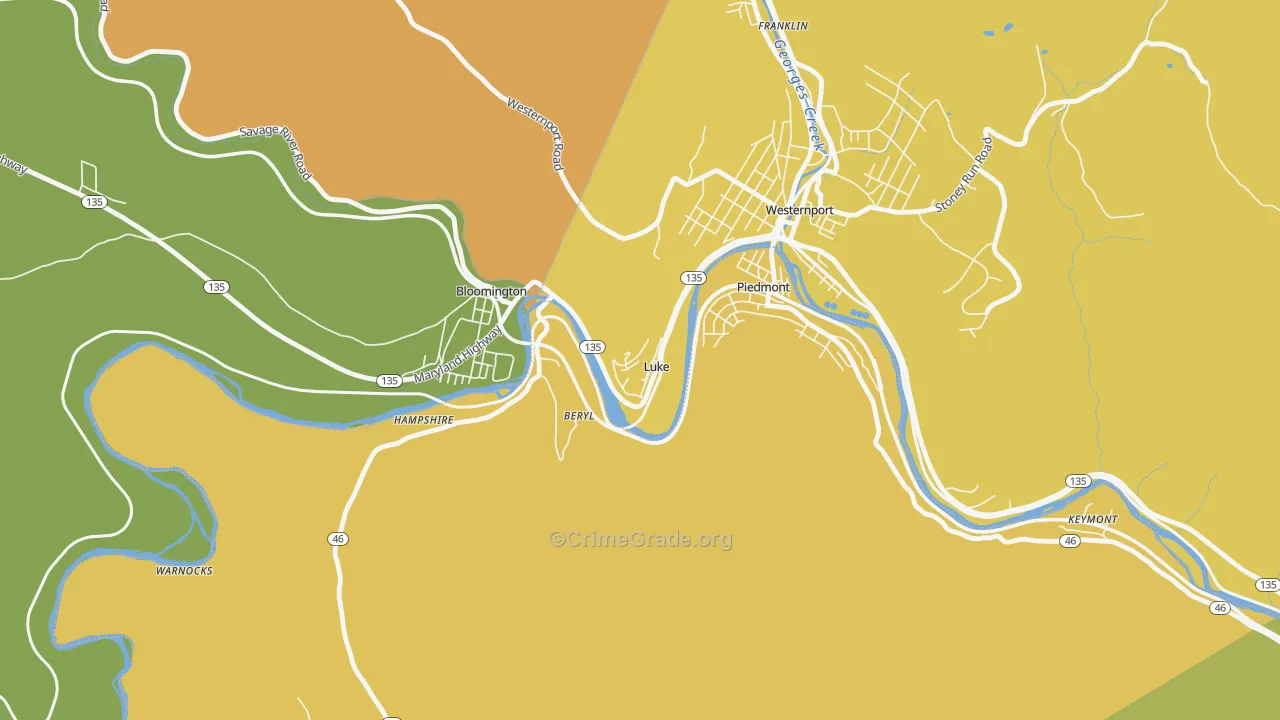 21540, MD Map of Theft Rates