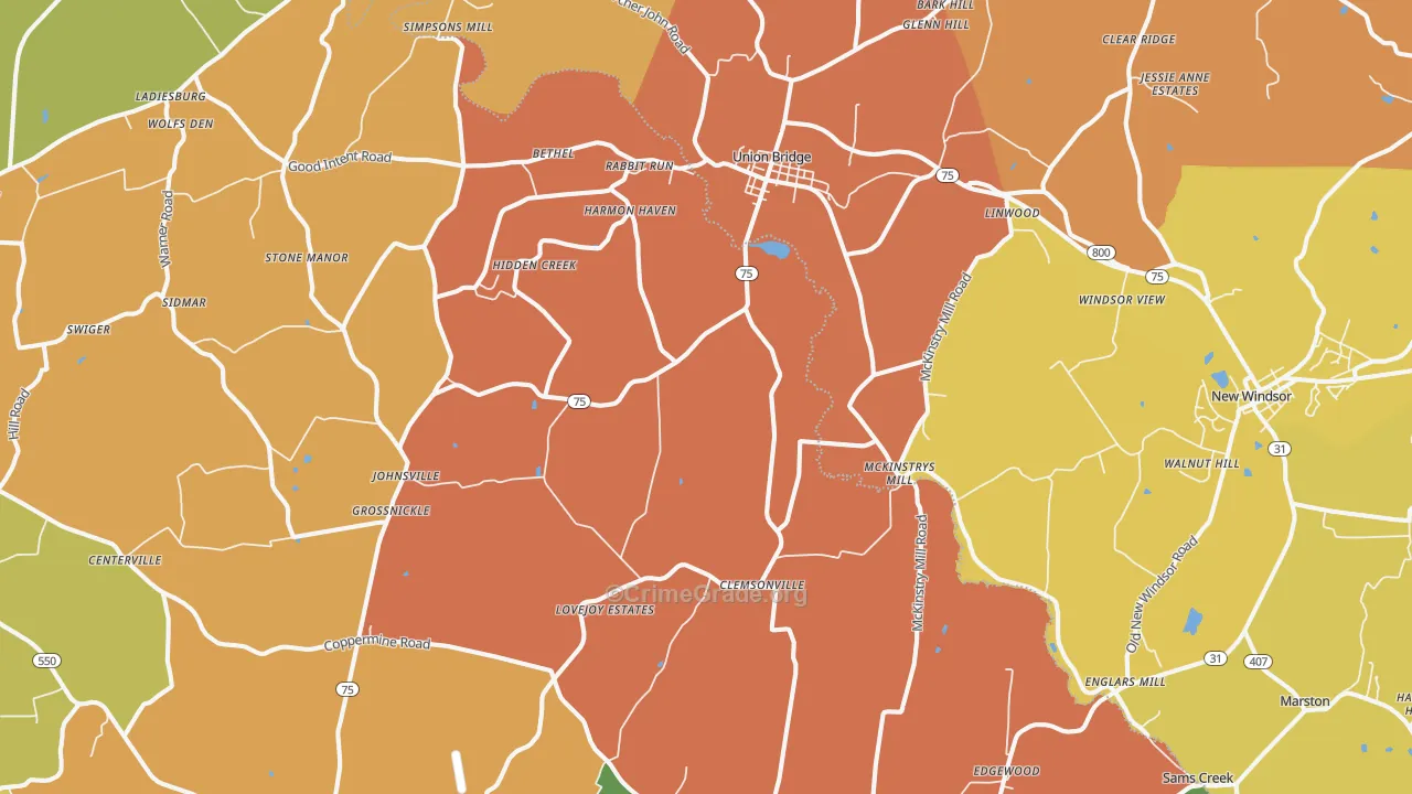 21791, MD Map of Theft Rates