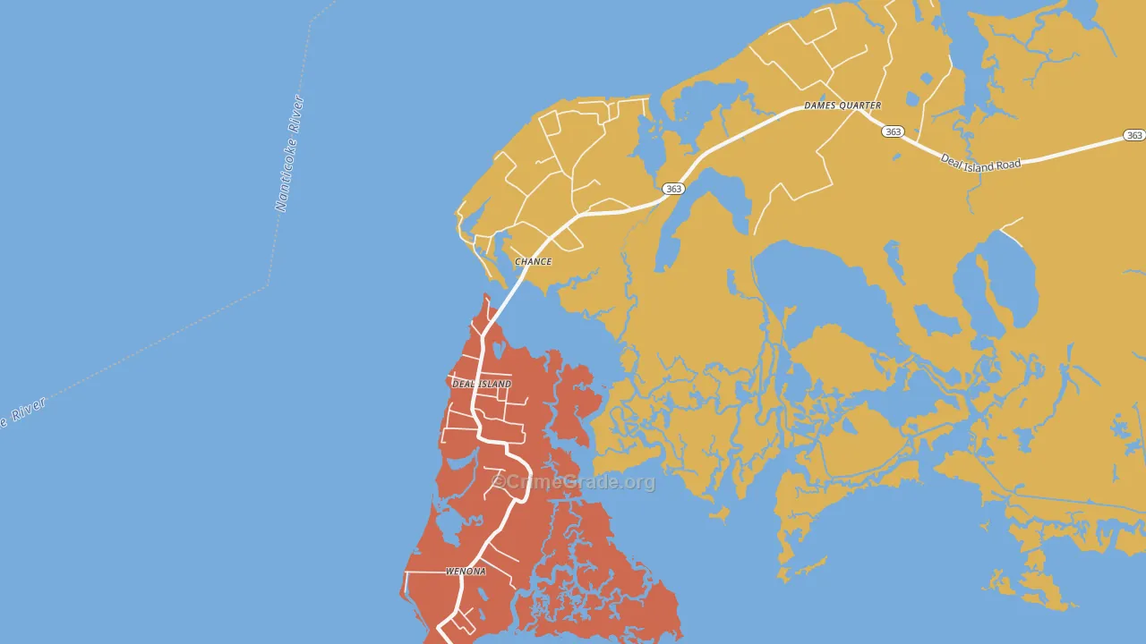21821, MD Map of Theft Rates