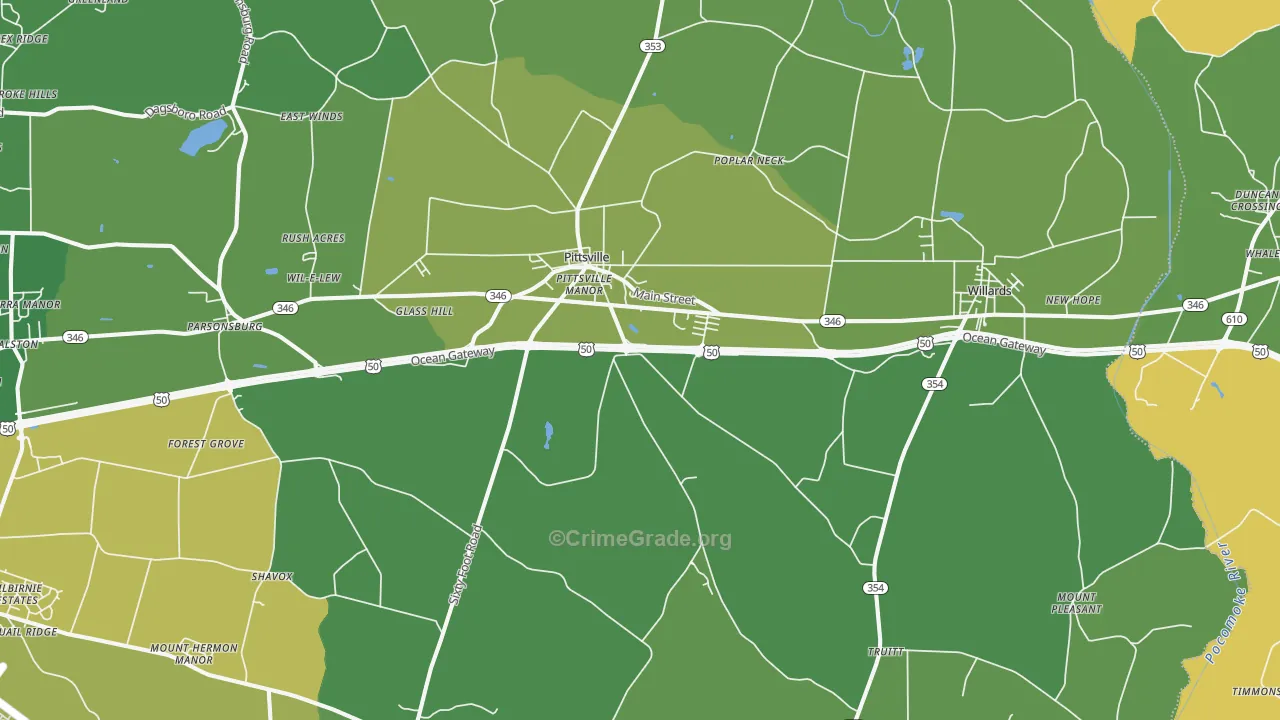 21850, MD Map of Theft Rates