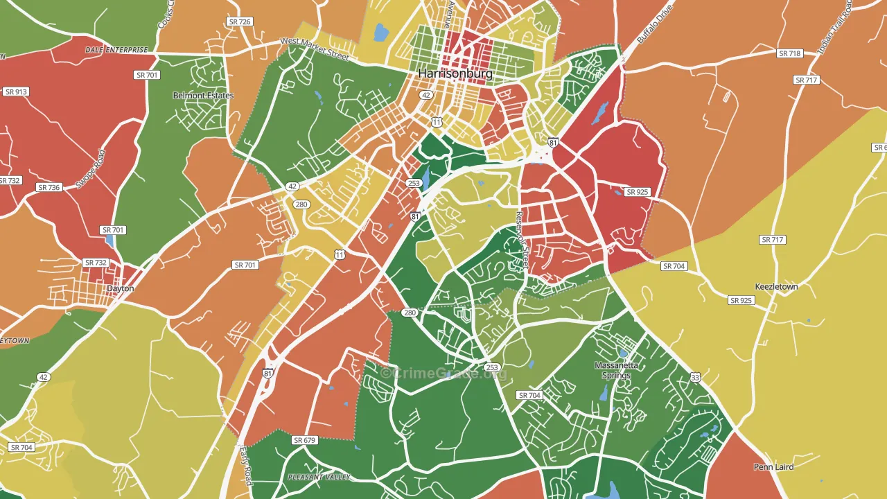 22801, VA Map of Theft Rates
