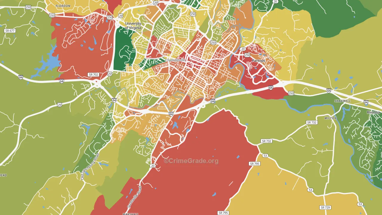 22902, VA Map of Theft Rates