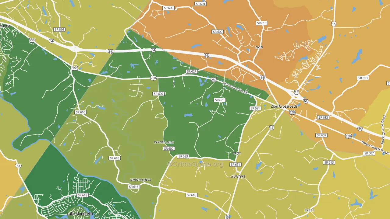 22974, VA Map of Theft Rates