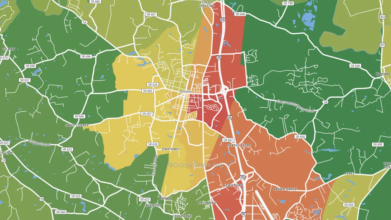 23005, VA Map of Theft Rates