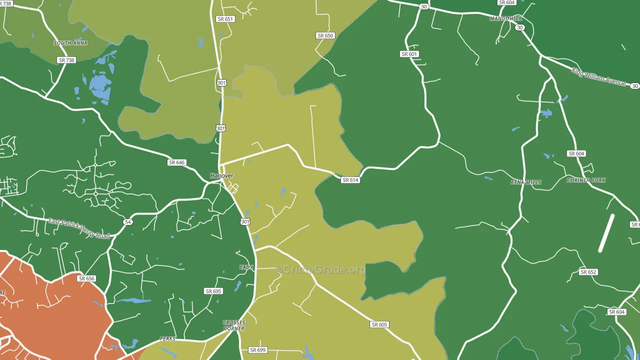23069, VA Map of Theft Rates