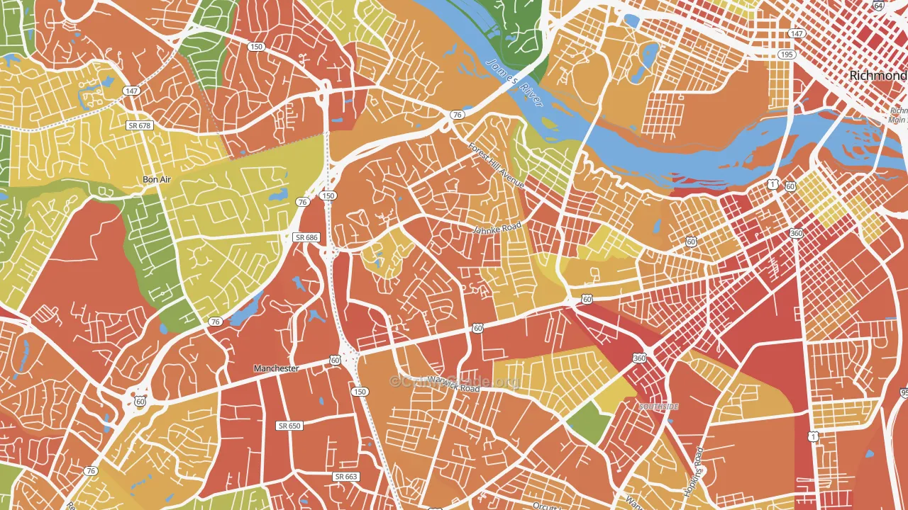 23225, VA Map of Theft Rates