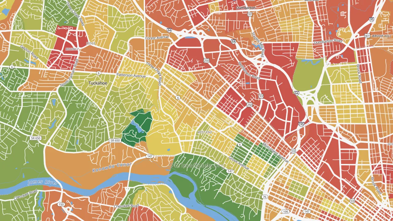 23226, VA Map of Theft Rates