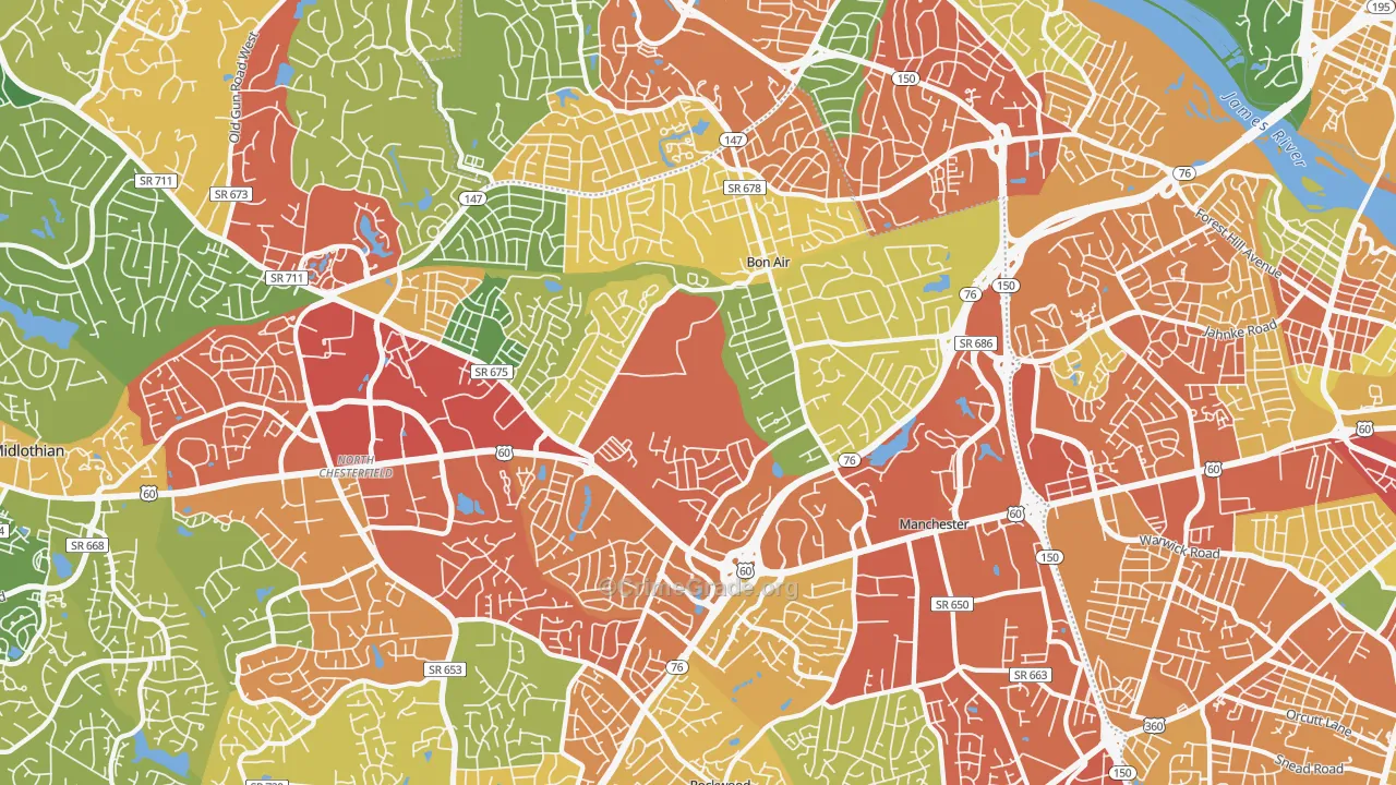 23235, VA Map of Theft Rates