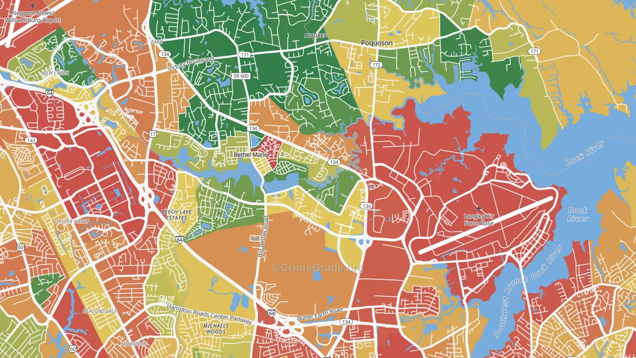 23665, VA Map of Theft Rates