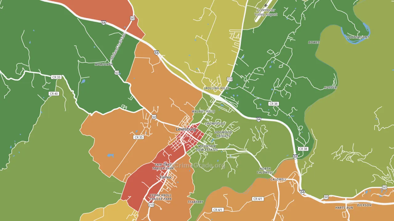 24901, WV Map of Theft Rates