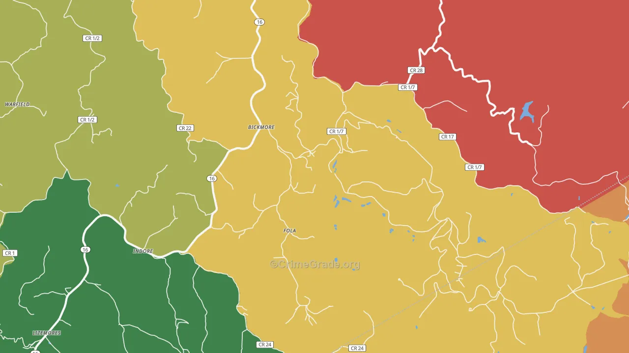 25019, WV Map of Theft Rates