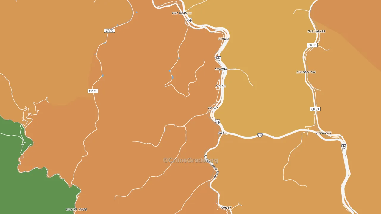 25054, WV Map of Theft Rates