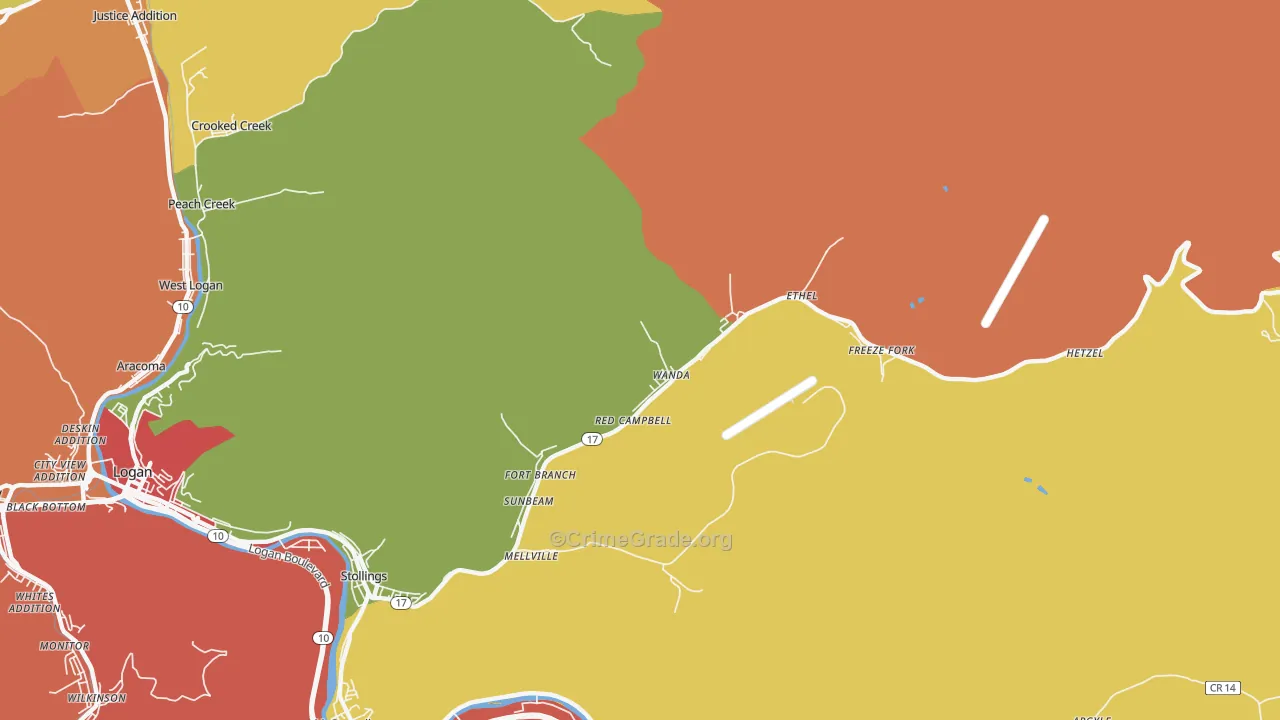 25076, WV Map of Theft Rates